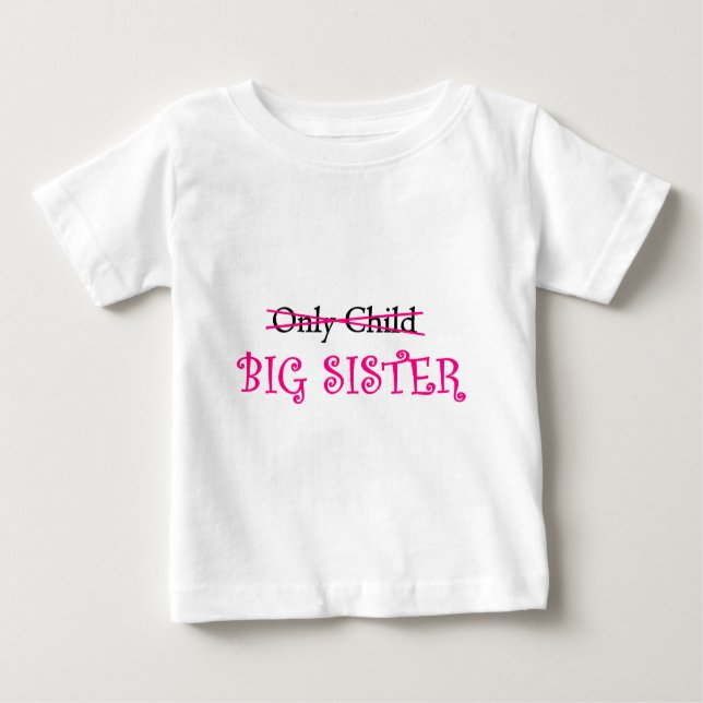 Camiseta Para Bebê Engraçado Irmã Grande a Rosa (Frente)
