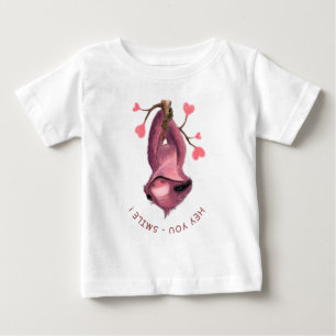Camiseta Para Bebê Engraçado Lama Romântica - Sorria - Adicione Seu