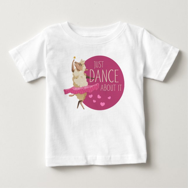 Camiseta Para Bebê Engraçado Mensagem De Ovelha - Apenas Dance Sobre  (Frente)