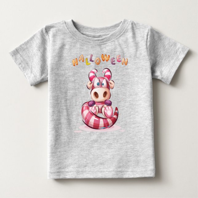 Camiseta Para Bebê Engraçado Monstro Infantil de Halloween Toddler Ba (Frente)