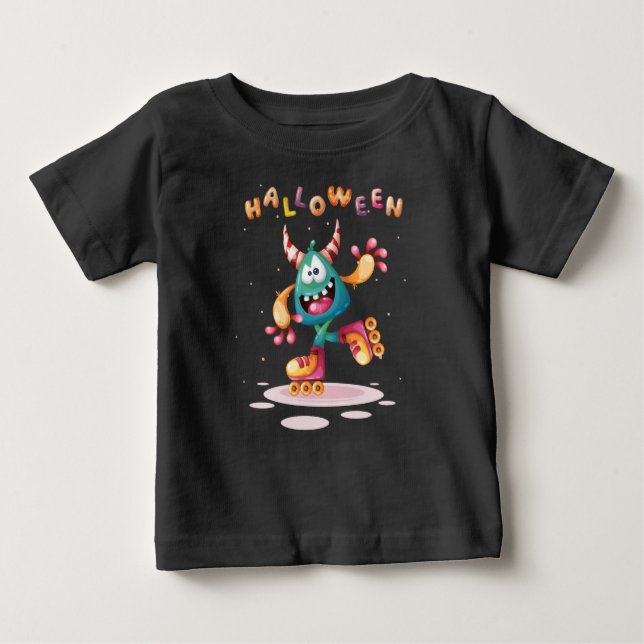 Camiseta Para Bebê Engraçado Monstro Infantil de Halloween Toddler Ba (Frente)