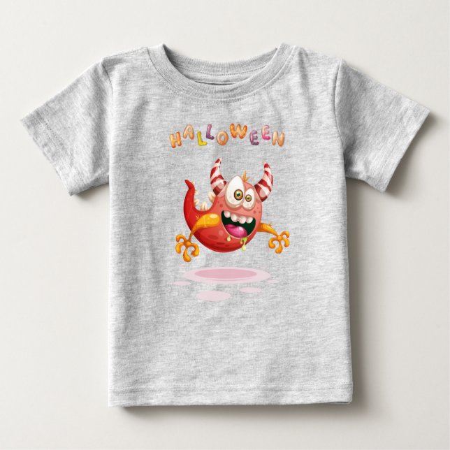 Camiseta Para Bebê Engraçado Monstro Infantil de Halloween Toddler Ba (Frente)