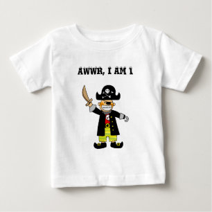 Camiseta Para Bebê Engraçado Pirate Birthday Age 1 Design