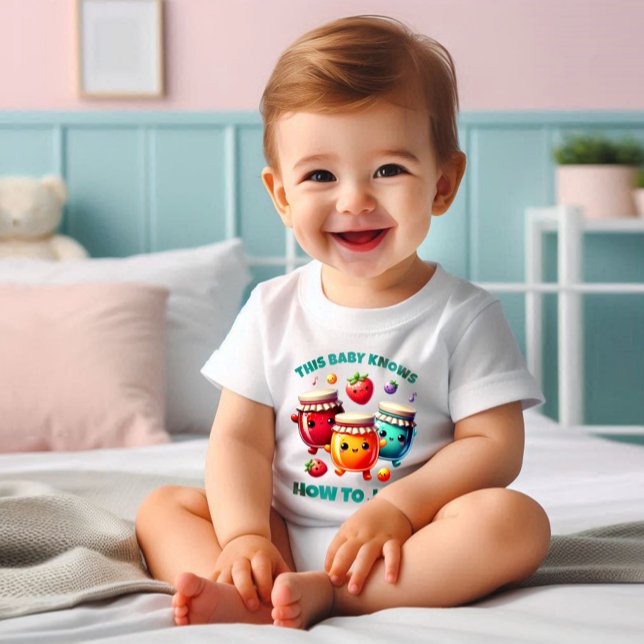 Camiseta Para Bebê Engraçado Que Este Bebê Saiba Como Emperrar! (Funny This Baby Knows How to Jam! Baby T-Shirt Cover Photo)