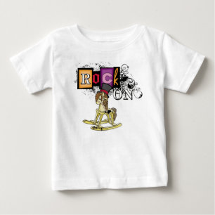 Camiseta Para Bebê Engraçado rocha de bebê em teia de cavalo