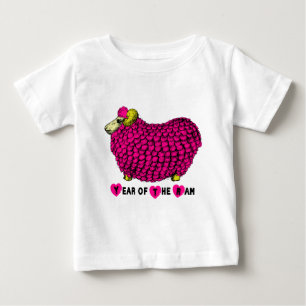 Camiseta Para Bebê Engraçado Rosa, Chinês, Ano Novo Zododíaco B Branc