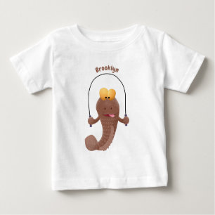 Camiseta Para Bebê Engraçado saltando desenho de peixe