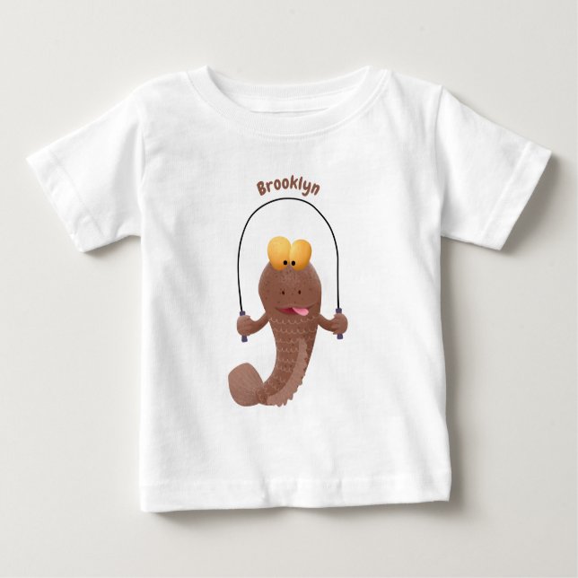 Camiseta Para Bebê Engraçado saltando desenho de peixe (Frente)