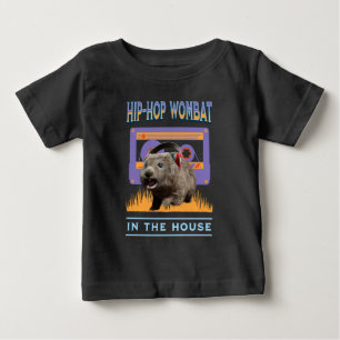 Camiseta Para Bebê Engraçado Salto Hip Wombat Music Lover com Fones d