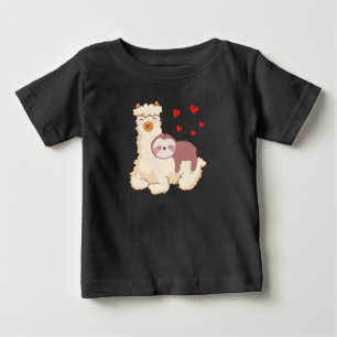 Camiseta Para Bebê Engraçado Sloth Riding Lama Shirt Engraçado Alpa
