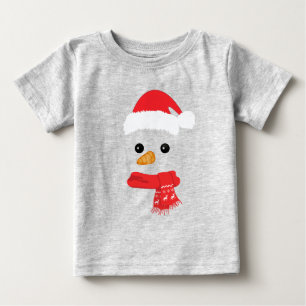 Camiseta Para Bebê Engraçado Snowman Enfrenta Feliz Família de Natal