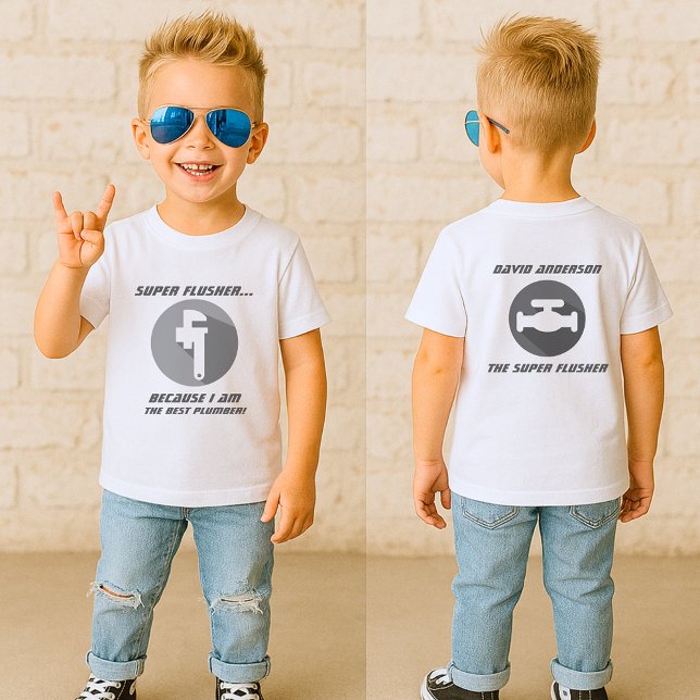 Camiseta Para Bebê Engraçado Super Flusher Baby Plumber (Criador carregado)