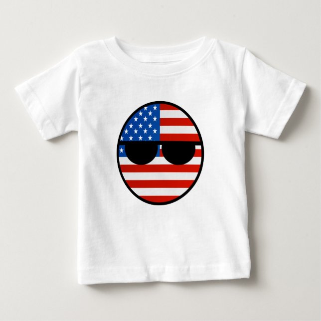 Camiseta Para Bebê Engraçado Tending Geeky EUA Countryball (Frente)