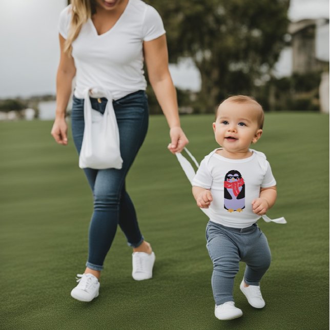 Camiseta Para Bebê Engraçado Thuglife Penguin Baby Fine Jersey (Criador carregado)