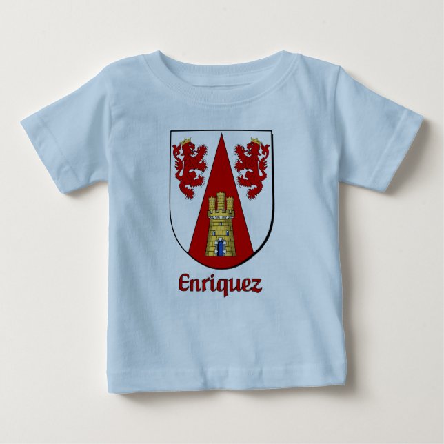 Camiseta Para Bebê Enriquez Family Shield Criança Organic Creeper (Frente)