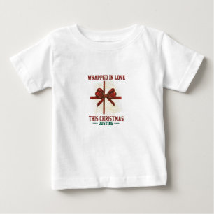 Camiseta Para Bebê Enrolada no Amor Este Natal Bebê Personalizado