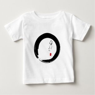 Camiseta Para Bebê Enso com texto kanji "Com amor"