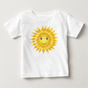 Camiseta Para Bebê Ensolarado bonito amarelo de sorriso feliz de Sun