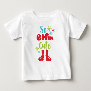 Camiseta Para Bebê Então, Elfin Fofo, Calçados Elf, Flocos de Neve, N