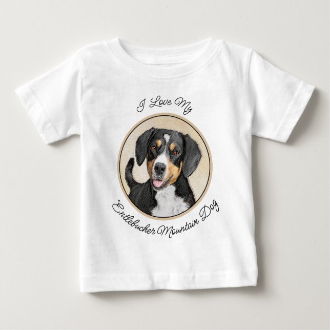 Camiseta Para Bebê Entlebucher Mountain Dog Pintura Original (Frente)