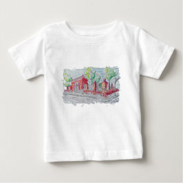 Camiseta Para Bebê Entrada Histórica de Tijolo Vermelho