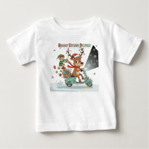 Camiseta Para Bebê Entrega Expressa de Férias Caprichosa Rena Capri