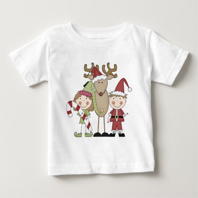 Camiseta Para Bebê Entrevistas com Reindeer e Elves (Frente)