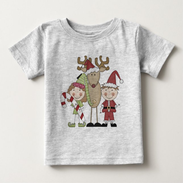 Camiseta Para Bebê Entrevistas com Reindeer e Elves (Frente)