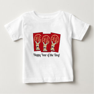 Camiseta Para Bebê Envelope Vermelho Chinês - Ano Sortudo do Corgi