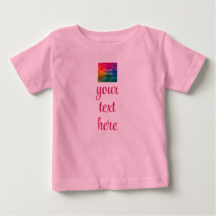 Camiseta Para Bebê Envie Sua Foto Adicionar Texto Modelo Moderno Rosa