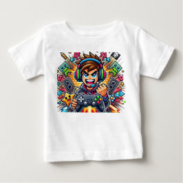 Camiseta Para Bebê Epic Gamer Boy Cartoon Illustration – Colorful Gam