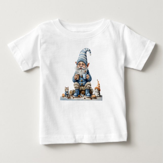 Camiseta Para Bebê Época de Gnome e inverno (Frente)