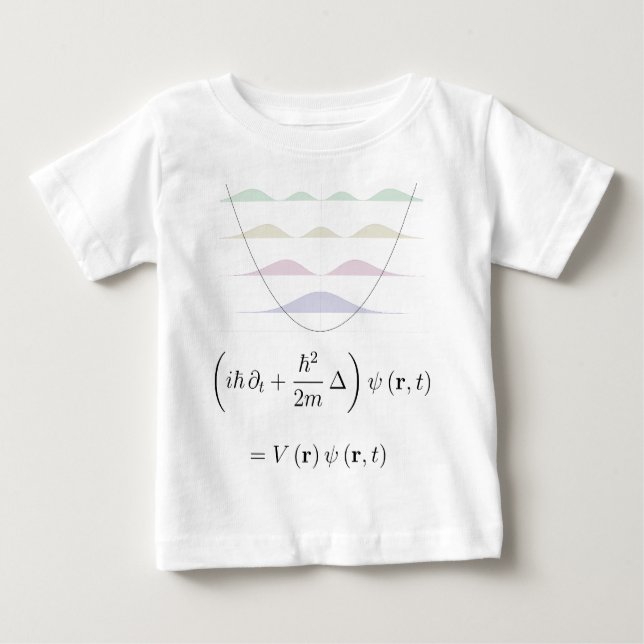 Camiseta Para Bebê Equação de Schrodinger, potencial do harmónico (Frente)