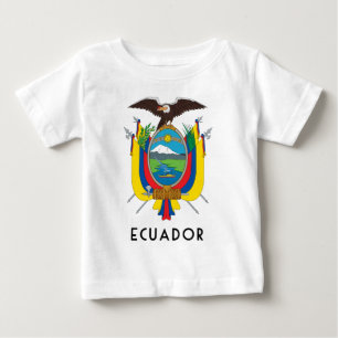 Camiseta Para Bebê Equador - símbolo/casaco de armas/bandeira/cores/