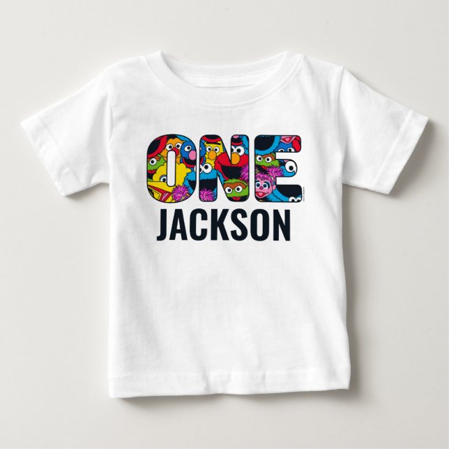 Camiseta Para Bebê Equipe da Rua Sésamo Padrão "Um" (Frente)