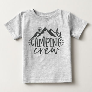 Camiseta Para Bebê Equipe de Acampamento ao Nascer do Sol na Floresta