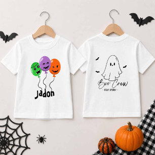 Camiseta Para Bebê Equipe de Boo de Balão de Halloween Nome Personali