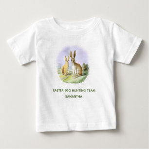 Camiseta Para Bebê Equipe de caça ao ovo de Páscoa personalizada Bunn