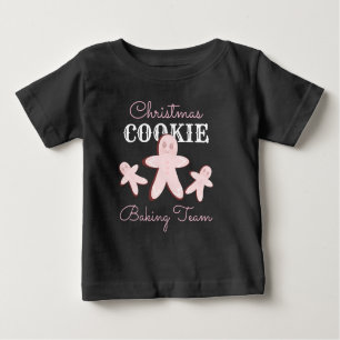 Camiseta Para Bebê Equipe de panificação rosa de biscoito de Natal