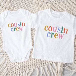 Camiseta Para Bebê Equipe de Primos Coloridos Combinando Família