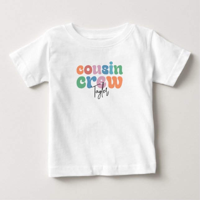 Camiseta Para Bebê Equipe de Primos Groovy Personalizada (Frente)
