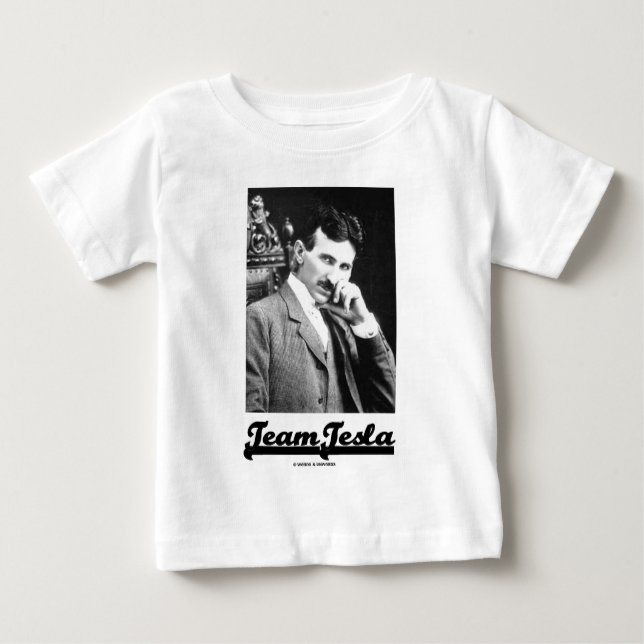 Camiseta Para Bebê Equipe Tesla (Nikola Tesla) (Frente)