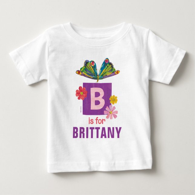 Camiseta Para Bebê Eric Carle | B é para borboleta (Frente)