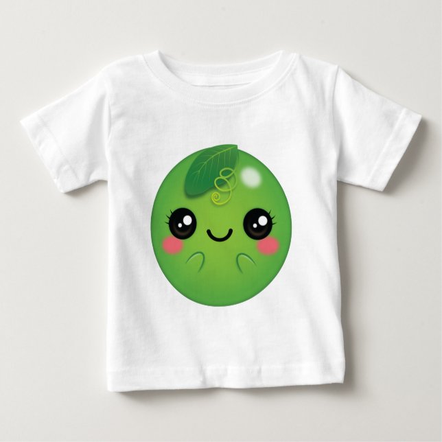 Camiseta Para Bebê Ervilha Kawaii (Frente)