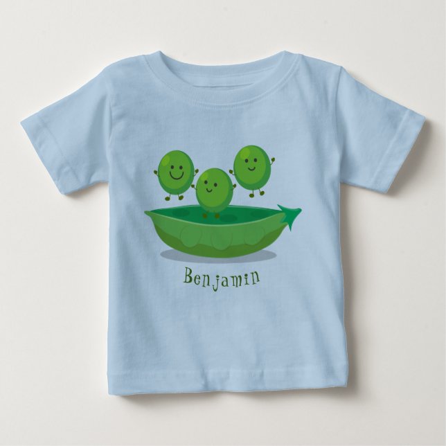 Camiseta Para Bebê Ervilhas de salto bonitas na ilustração de desenho (Frente)