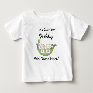 Camiseta Para Bebê Ervilhas dos gêmeos Tshirt do aniversário do vagem