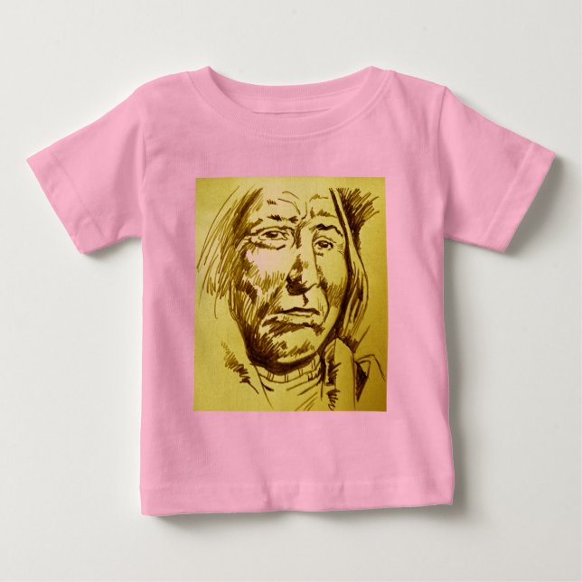 Camiseta Para Bebê Esboço a lápis do chefe indiano (Frente)