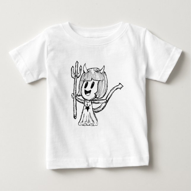 Camiseta Para Bebê Esboço da Menina do Diabo (Frente)