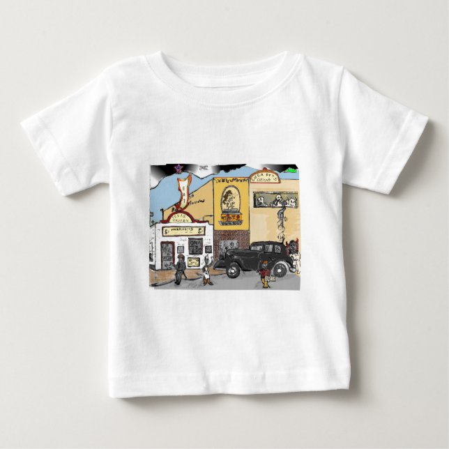 Camiseta Para Bebê Esboço dos desenhos animados da taberna de Texas (Frente)