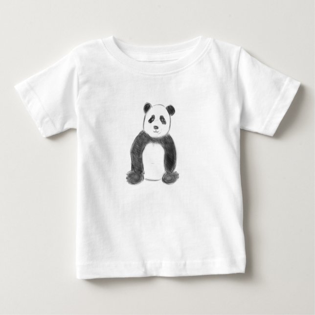 Camiseta Para Bebê Esboço preto e branco do panda (Frente)